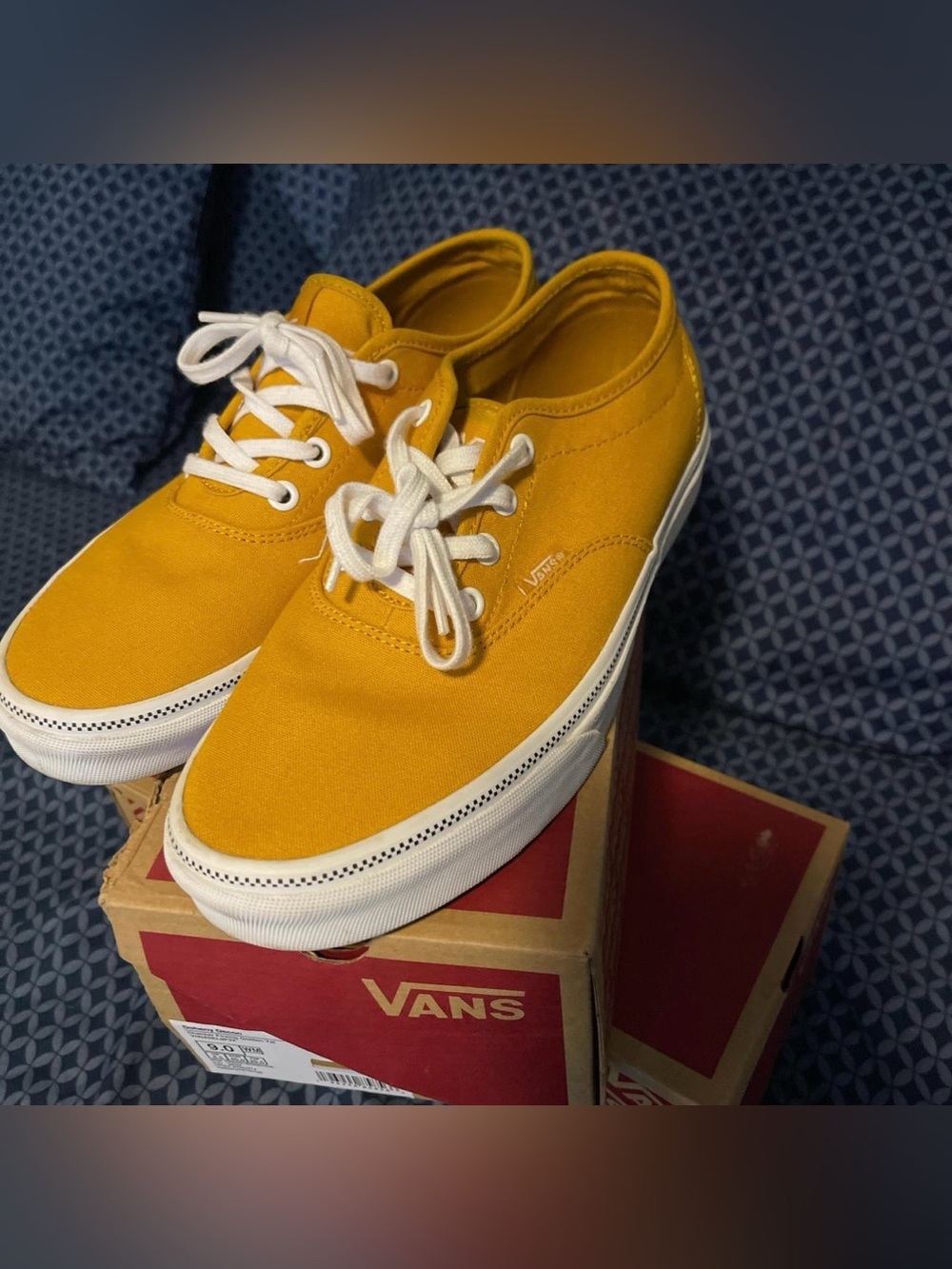 Vans Women's Canvas Sneakers in Mustard Yellow with White Laces